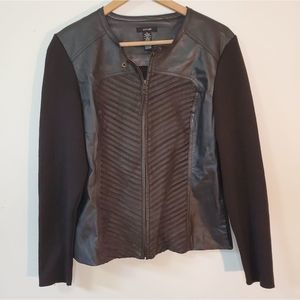 Alfani Brown Leather Accent and Knit Jacket